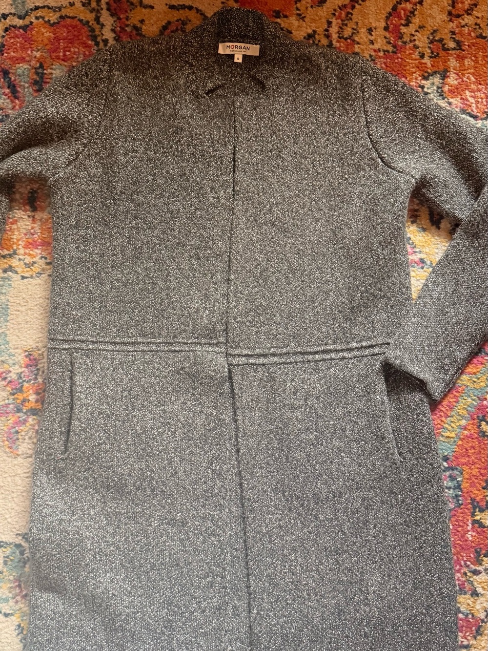 Morgan de Toi Gray Tweed Long duster/ cardigan/ Trench sweater Coat